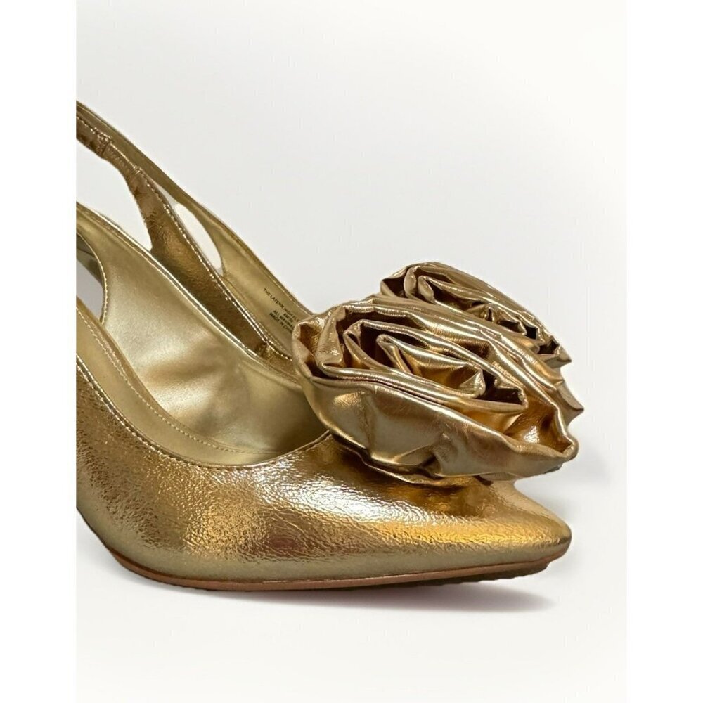 Katy Perry The Laterr Slingback High Flower Gold Heels Size 8 - Picture 7 of 11